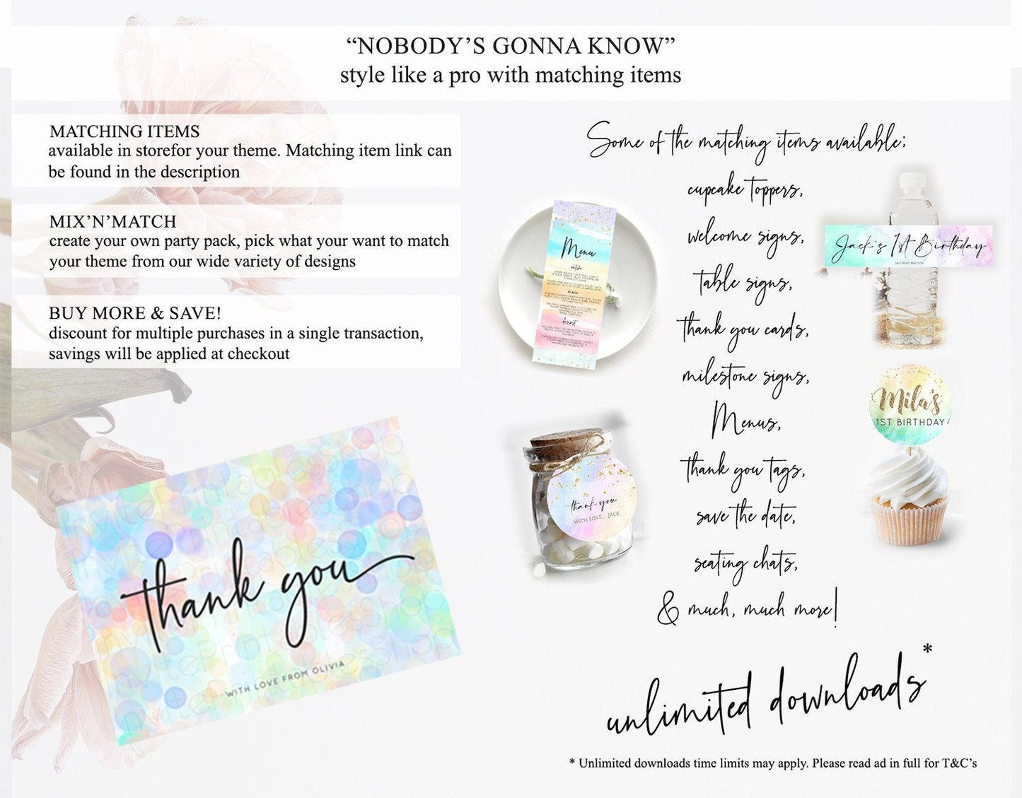 Pastel Thank You Bubbles Thank You Card Bubble Bath Birthday Thank You Card Rainbow Pastel Colorful Confetti Teacher Thank You Cards D10444