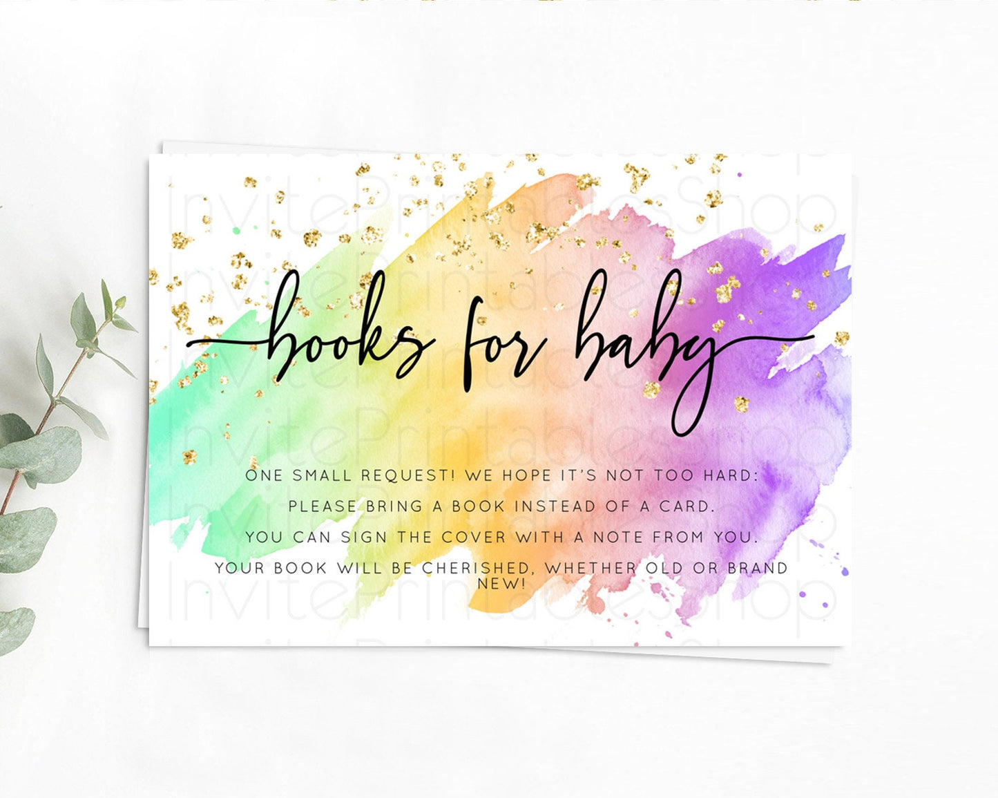 Pastel Books For Baby Card Pastel Rainbow Book Insert Colorful Ombre Watercolor Book Card Confetti Glitter Baby Book Poem Request D10518