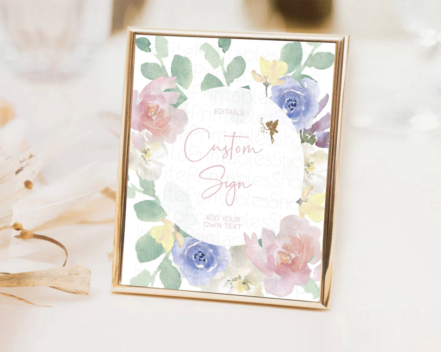 Fairy Sign Enchanted Garden Table Sign Decor Pastel Floral Butterfly Party Secret Garden Birthday Baptism Baby Shower Bridal Shower D10861