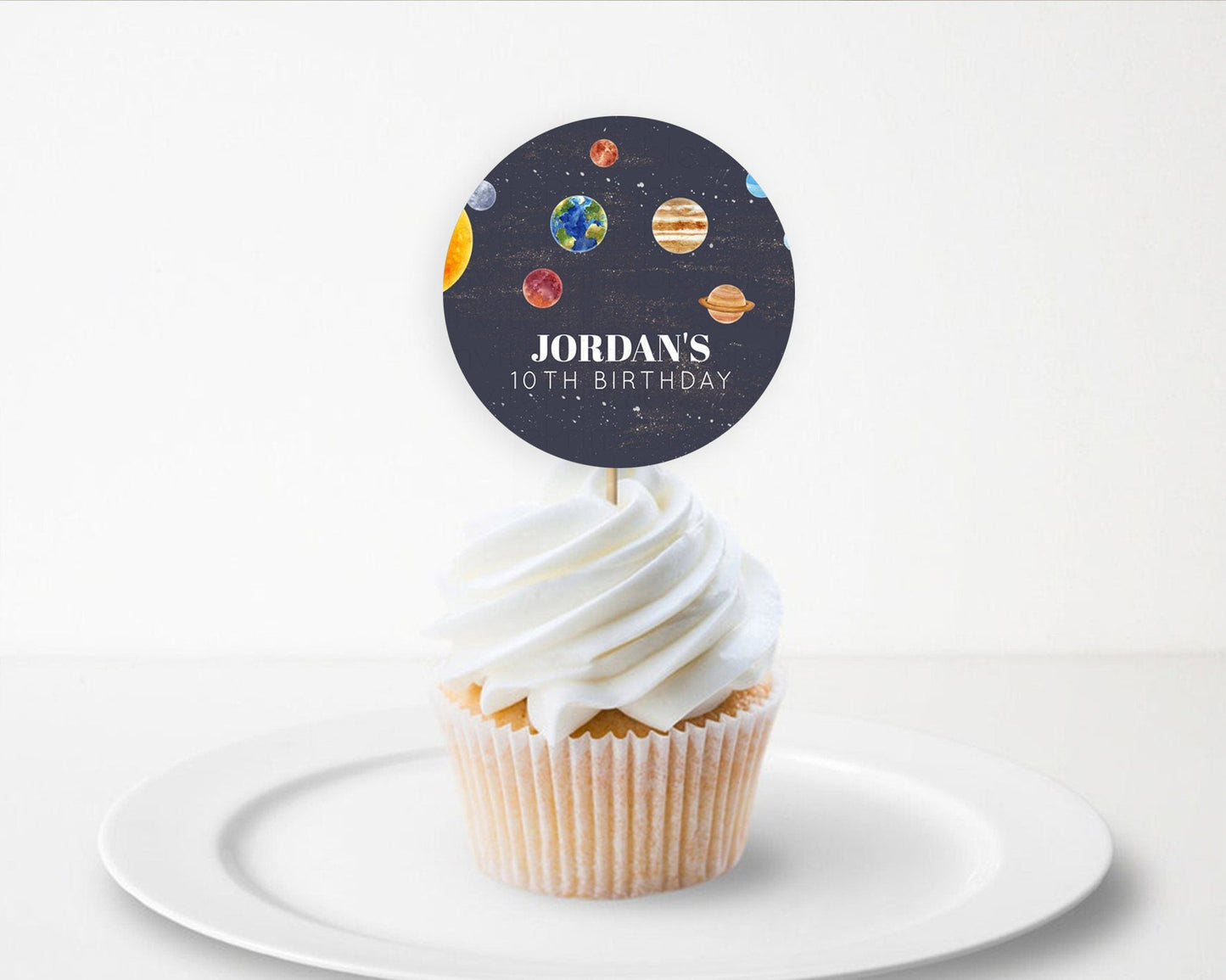 Space Cupcake Toppers Space Decor First Trip Around the Sun Decor Decor Sky Stars Planets Milkyway Solar System Cupcake Topper D10144