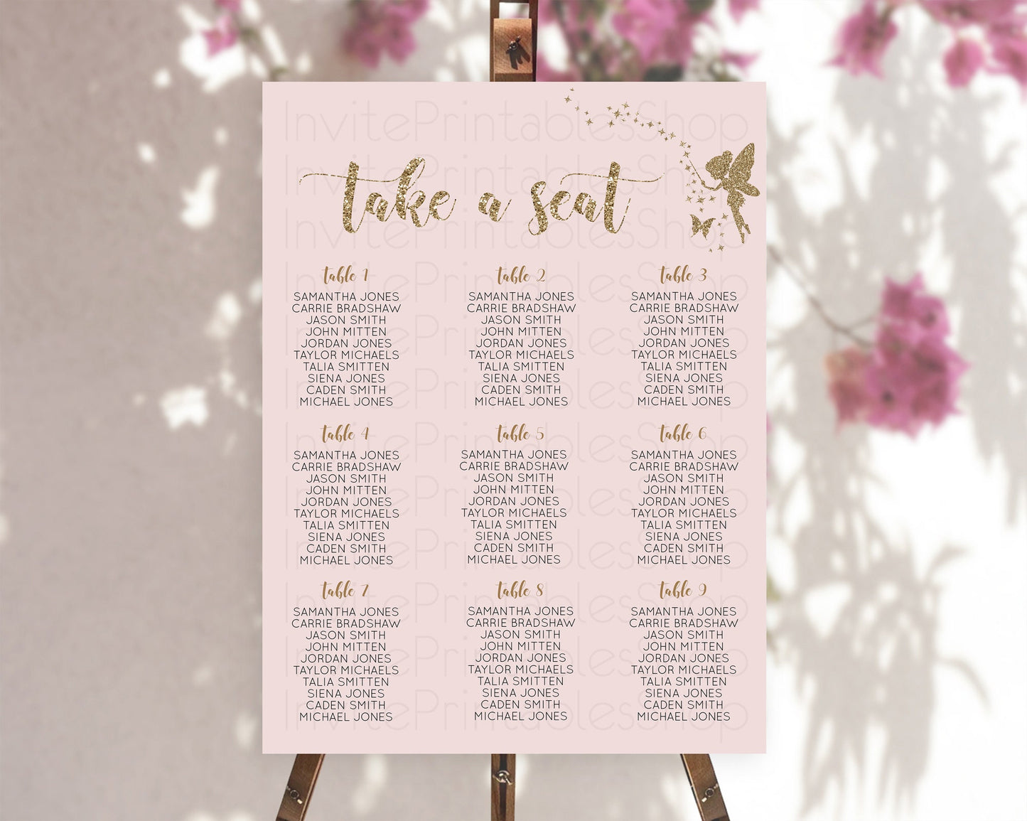 Fairy Seating Chart Pastel Fairy Seating Chart Fairy Tea Party Fairy Garden Seating Sign Enchanted Garden Floral Butterfly Décor D10899