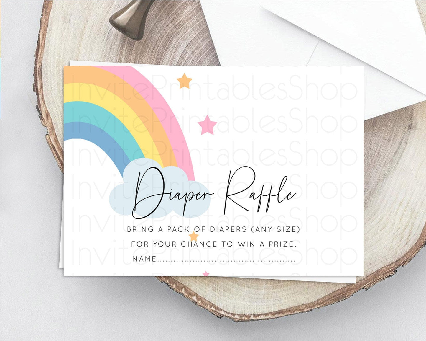 Pastel Rainbow Diaper Raffle Card Boho Rainbow Diaper Insert Boho Rainbow Diaper Ticket Pastel Watercolor Baby Shower Raffle Game D11023