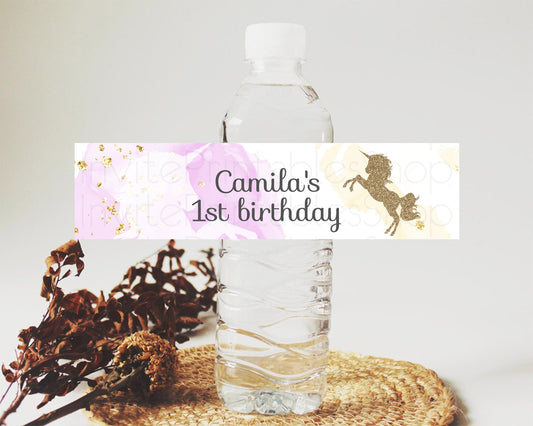 Editable Unicorn Rainbow Water Label Unicorn Unicorn Party Decor Magical uni