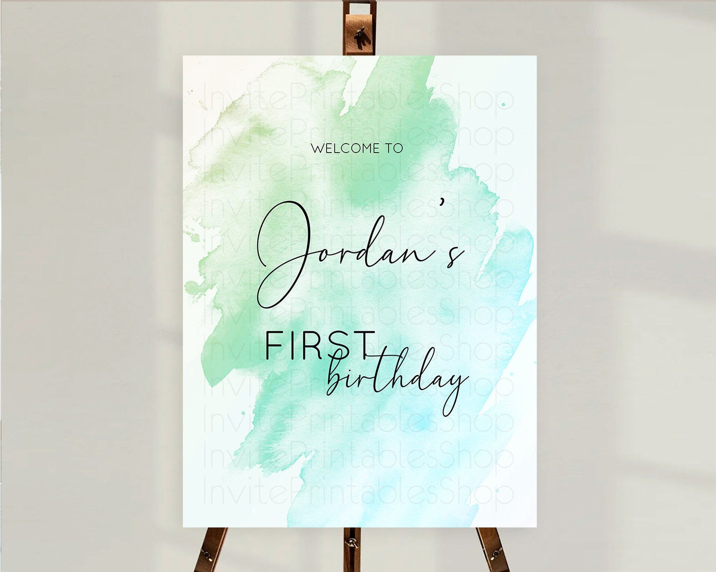 Green Welcome Sign Green Watercolor Welcome Board Pastel Green Party Décor Splash Welcome Poster First Birthday Welcome Sign D10166