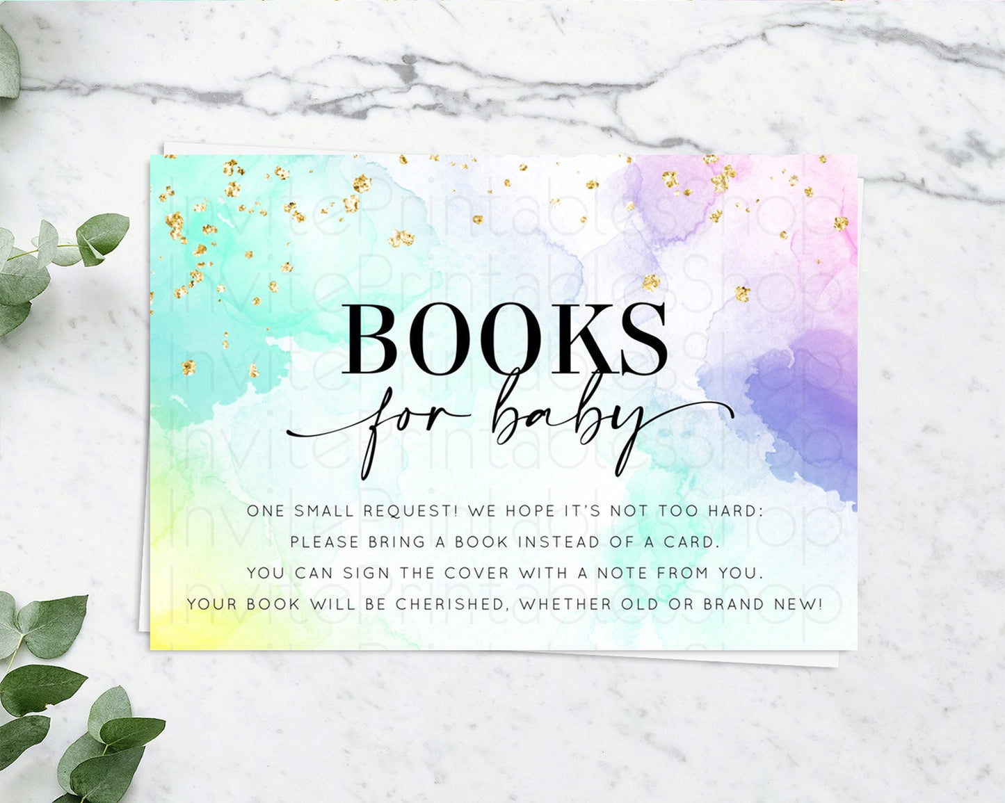 Pastel Books For Baby Card Pastel Rainbow Book Insert Colorful Ombre Watercolor Book Card Confetti Glitter Baby Book Poem Request D10157