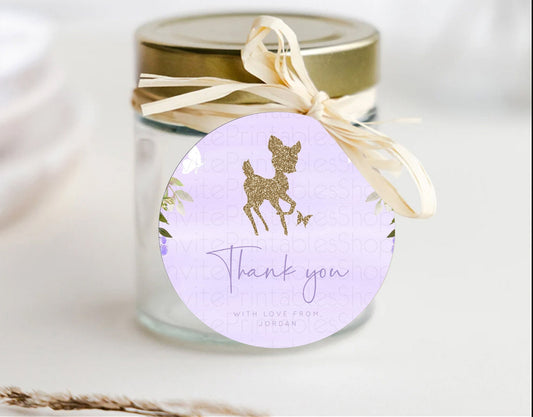 Fawn Thank You Tags Deer Thank You Gift Tags Pastel Floral Deer Favor Tags Enchanted Forest Butterfly Floral Birthday Thank You D10963