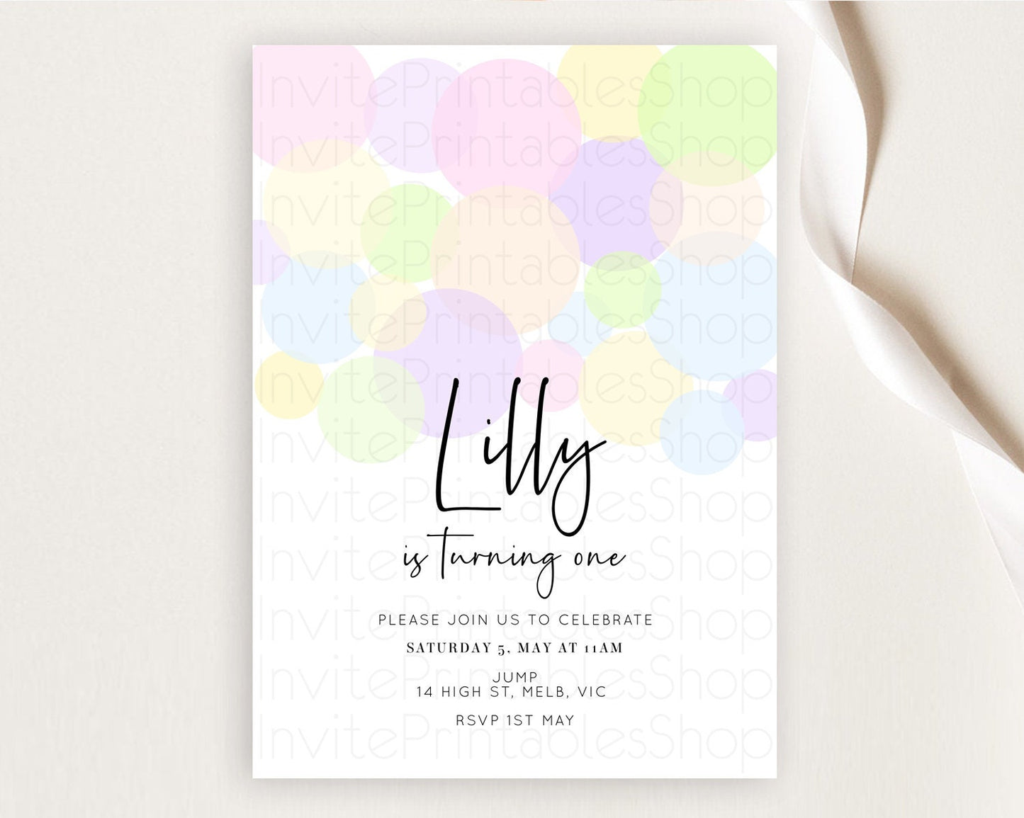Pastel Birthday Invitation Pastel Confetti Birthday Invitation Bubbles Invitation Colorful Rainbow Confetti 2nd 1st First Birthday D10229