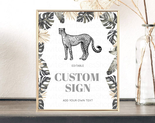Editable Cheetah Sign Cheetah Party Sign Template Safari Adventure Table Sig