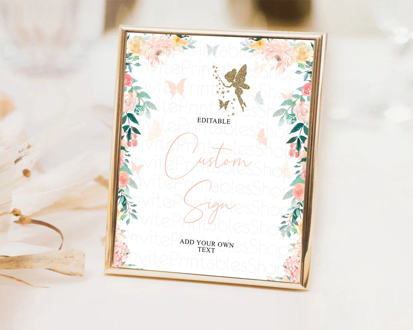Fairy Sign Enchanted Garden Table Sign Decor Pastel Floral Butterfly Party Secret Garden Birthday Baptism Baby Shower Bridal Shower D10789