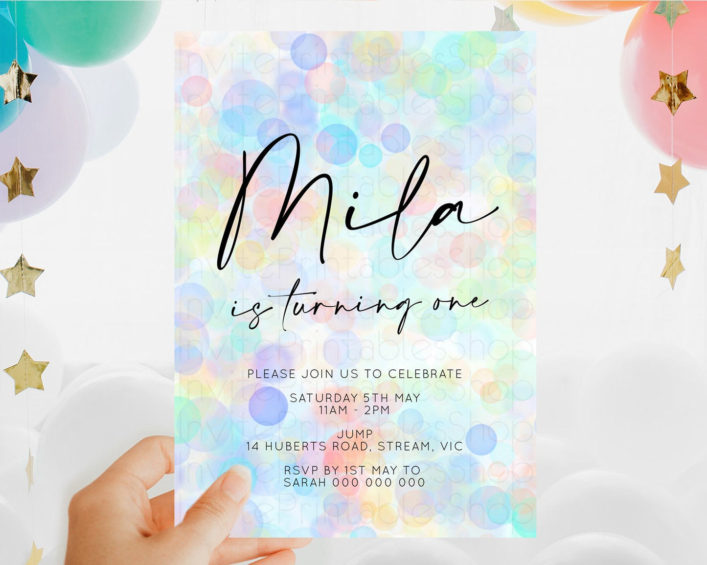Editable Pastel Birthday Invitation Bath Bomb Party Invitation Pastel Bubble
