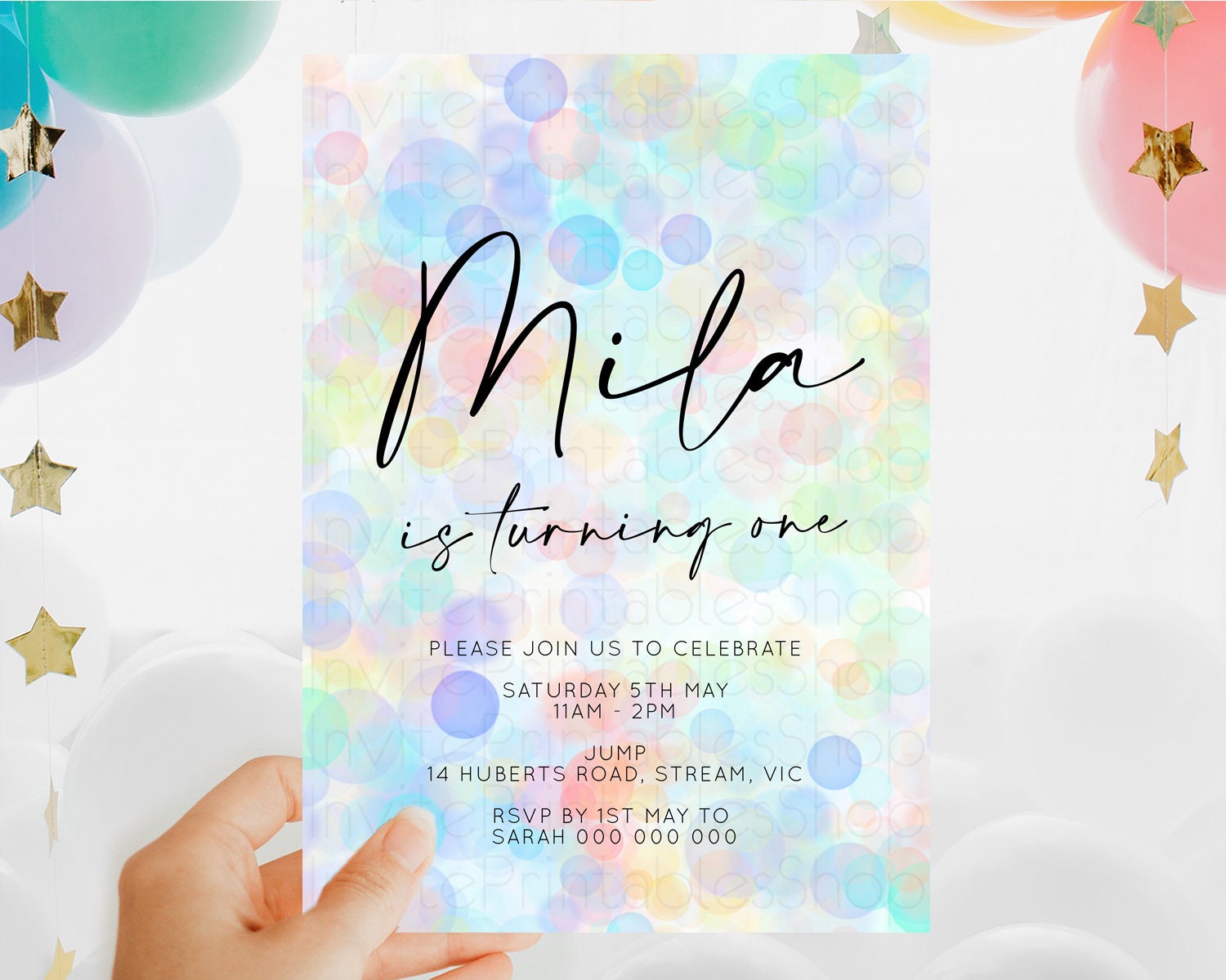 Editable Pastel Birthday Invitation Bath Bomb Party Invitation Pastel Bubble