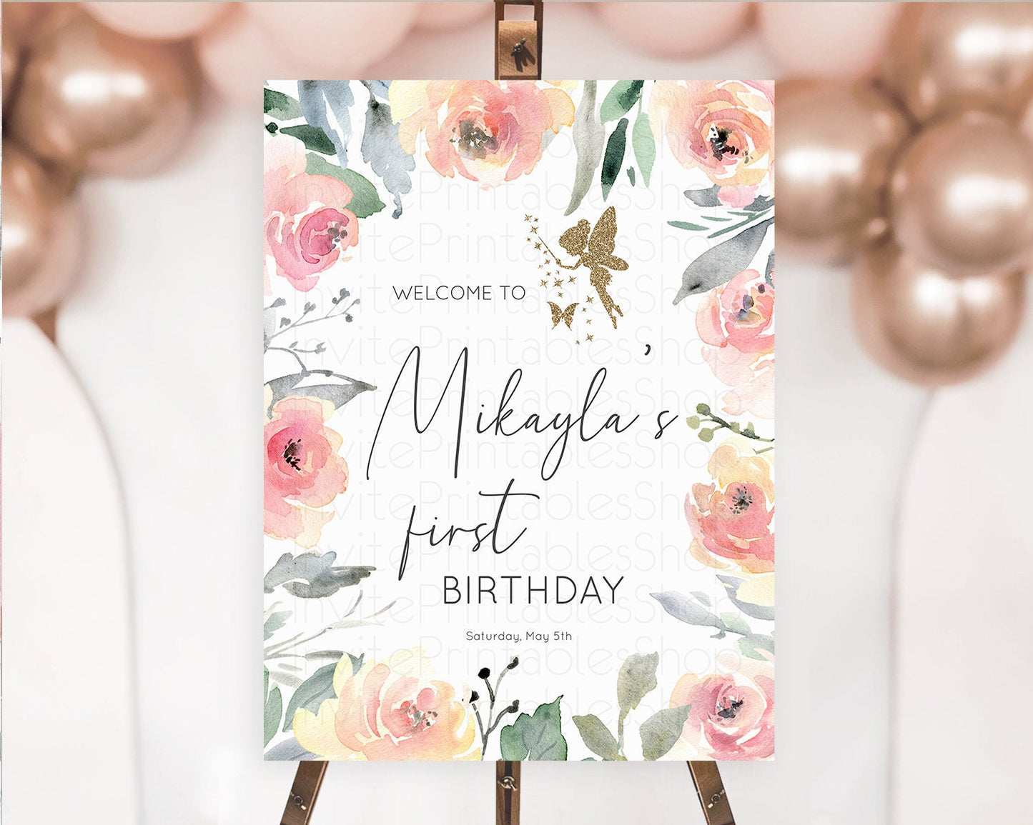 Fairy Welcome Sign Fairy Welcome Board Enchanted Garden Pastel Floral Butterfly Decor Secret Garden First Birthday Welcome Sign D10779