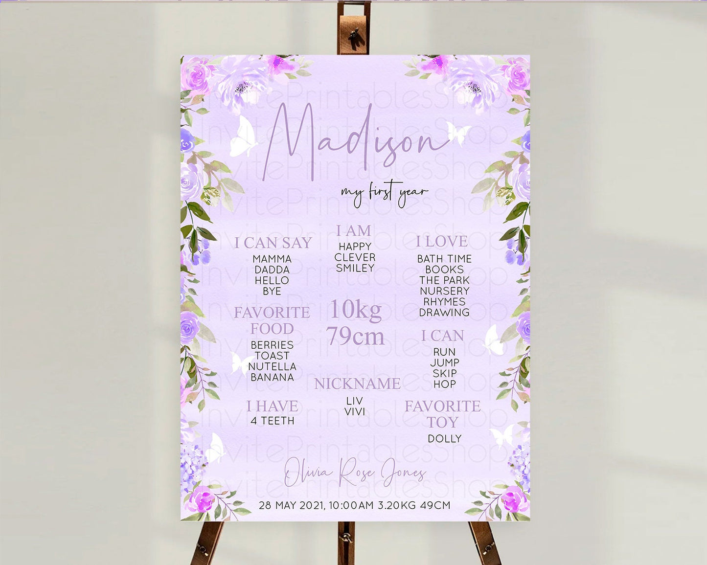 Secret Garden Milestone Board Wildflower First Birthday Milestone Poster Pastel Flowers Milestone Boho Wildflower 1st Birthday Sign D10719