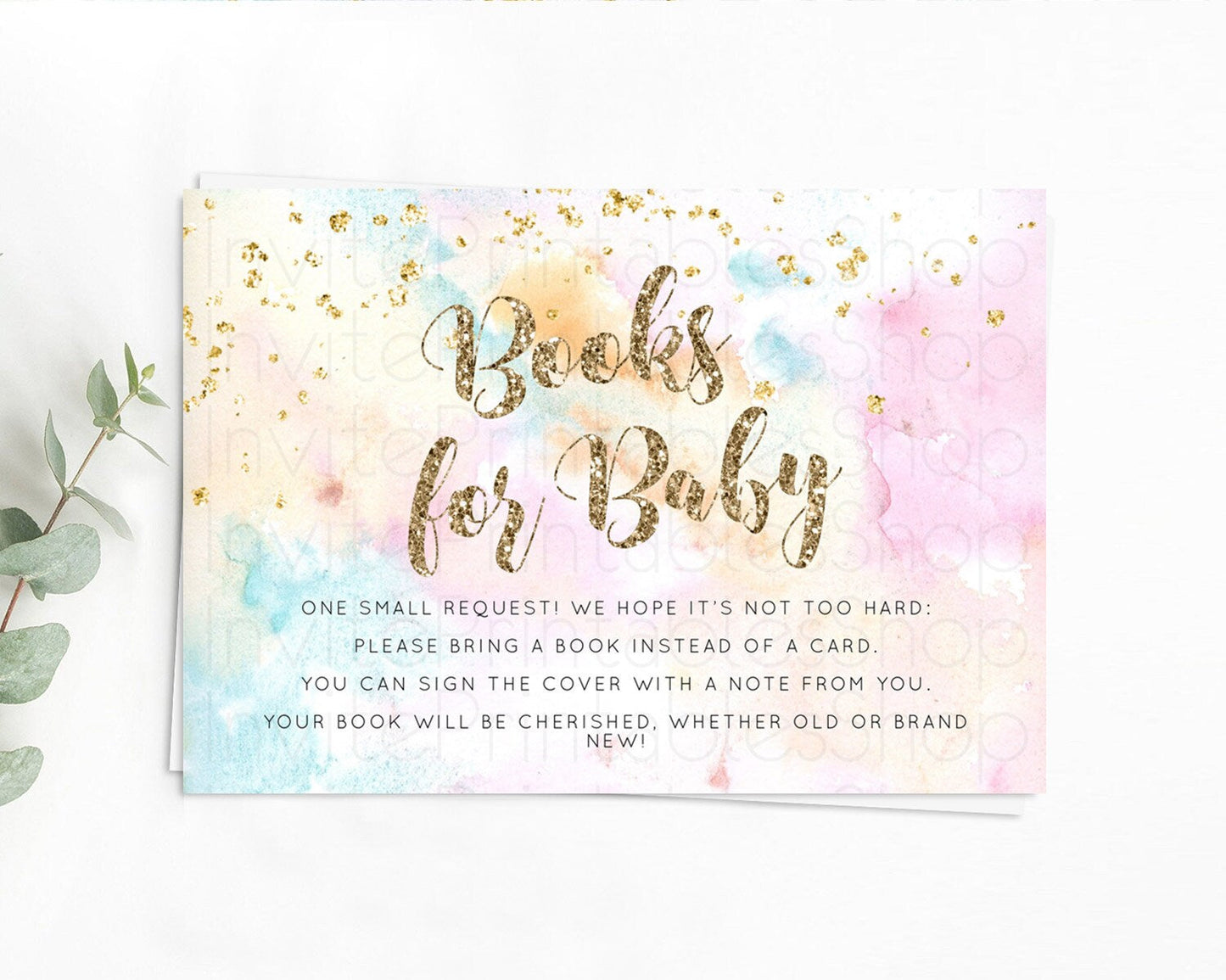 Pastel Books For Baby Card Pastel Rainbow Book Insert Colorful Ombre Watercolor Book Card Confetti Glitter Baby Book Poem Request D10548
