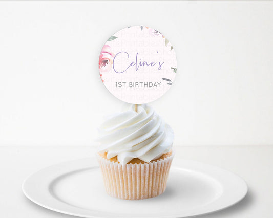 Editable Secret Garden Cupcake Toppers Wildflower Cupcake Toppers Pastel Flo