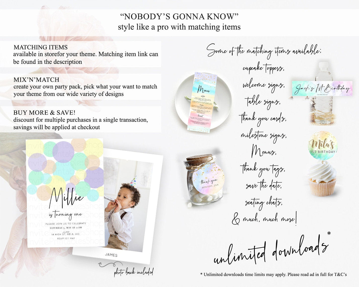 Pastel Birthday Invitation Pastel Confetti Birthday Invitation Bubbles Invitation Colorful Rainbow Confetti 2nd 1st First Birthday D10414