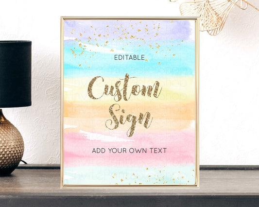 Pastel Rainbow Sign Cards Gifts Sign Table Signs Diaper Sign Books Sign Food Sign Custom Sign Glitter Wedding Birthday Baby Shower 8x10 525