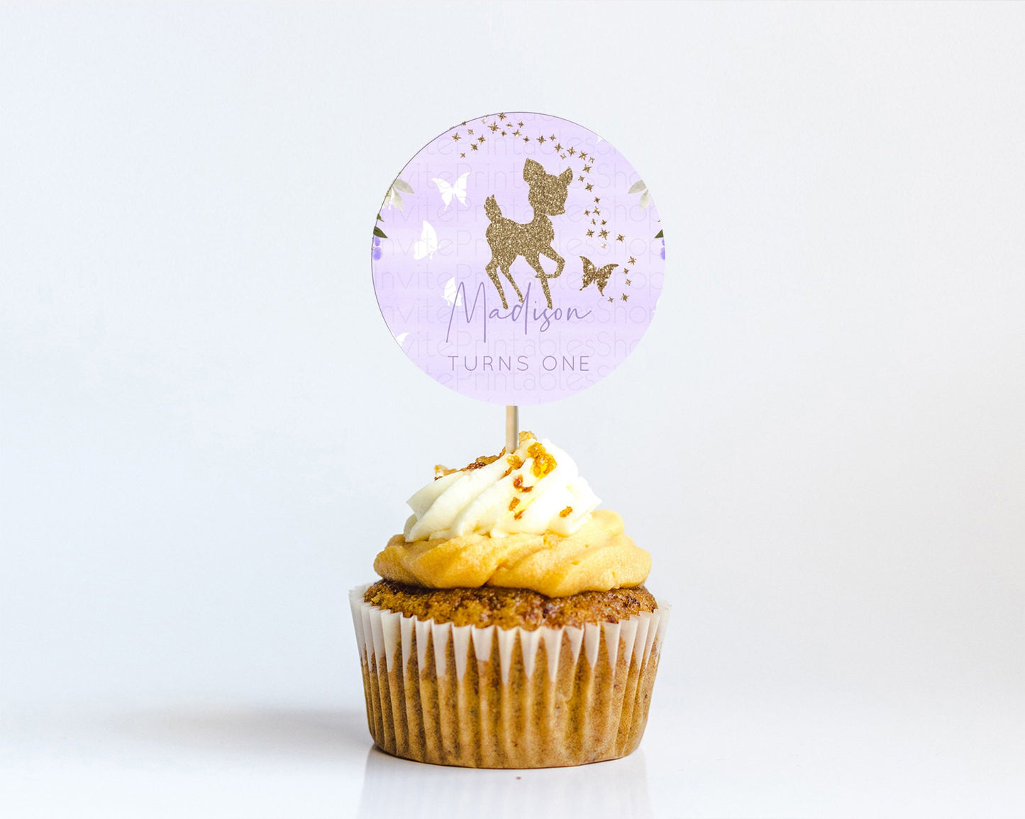 Fawn Cupcake Toppers Deer Cupcake Toppers Enchanted Forest Party Butterfly Pastel Flowers Woofland Cupcake Toppers First Birthday D10963