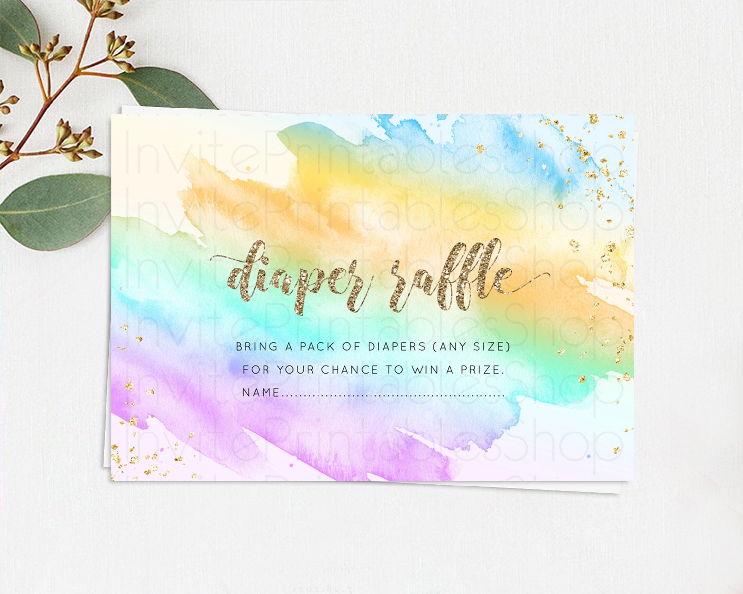 Editable Pastel Diaper Raffle Card Pastel Rainbow Diaper Raffle Insert Color