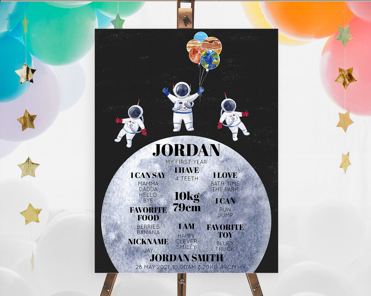 Space First Birthday Milestone Poster Space Milestone Board First Trip Around the Sun Planets Solar System ONE year Birthday Sign D10430