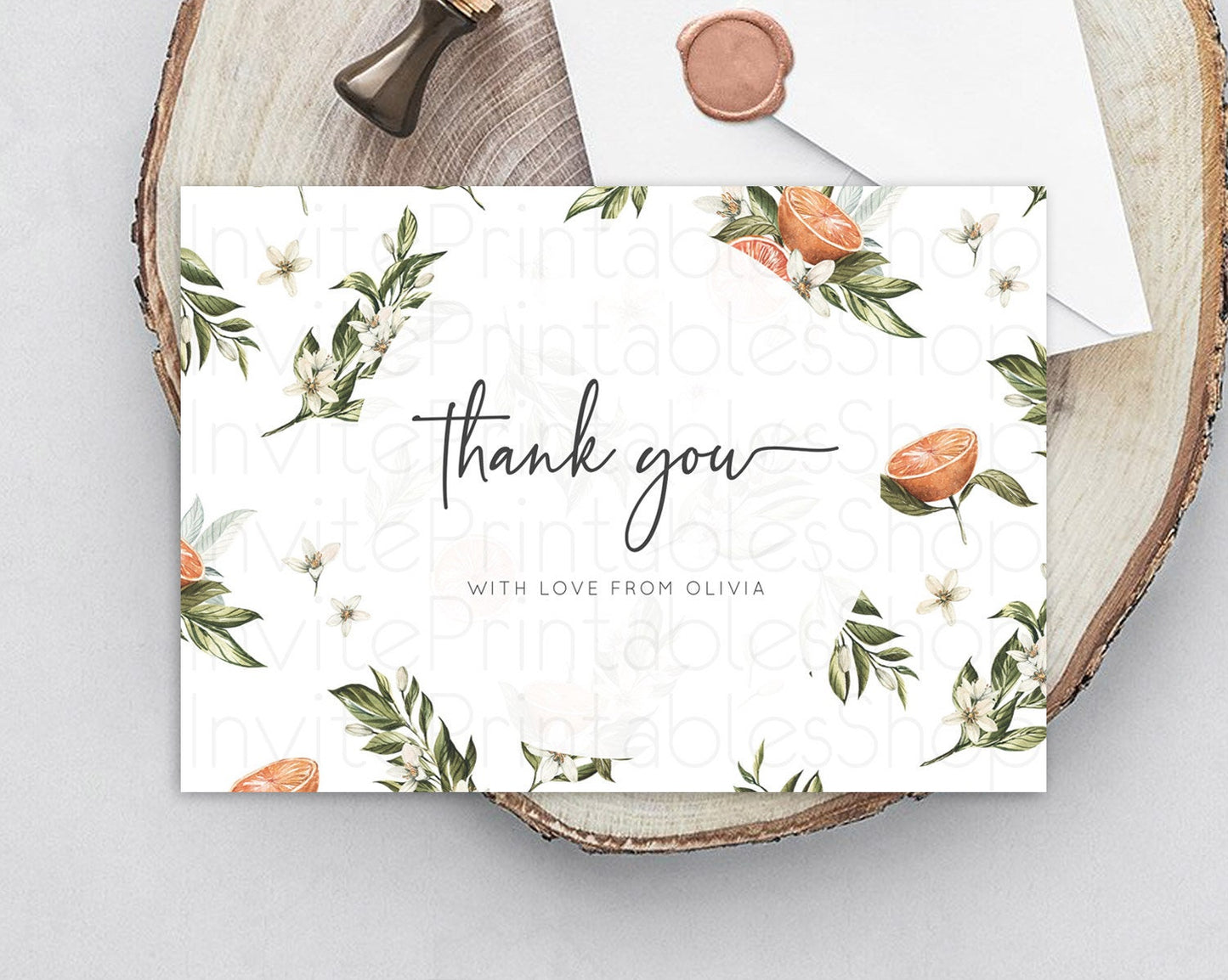 Citrus Thank You Lemon Thank You Orange Thank You Citrus Birthday Thank You Card Citrus Floral Card Template Teacher Thank You Cards D10545