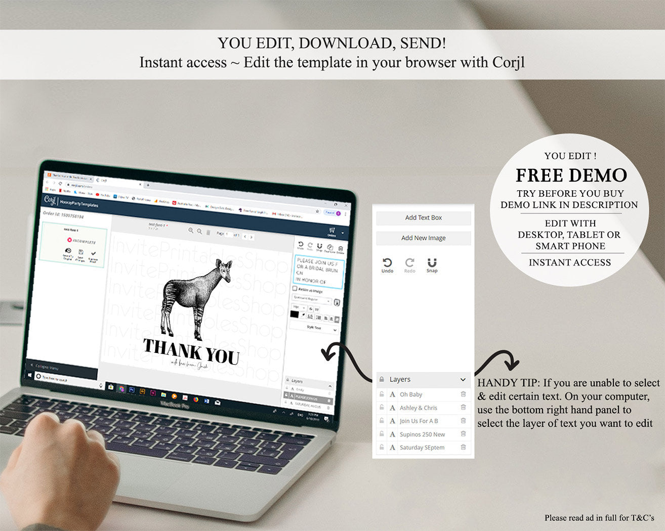 Okapi Thank You Okapi Thank You Card Okapi Party Cards Birthday Thank You Card Safari Card Template Okapi Teacher Thank You Cards D10283