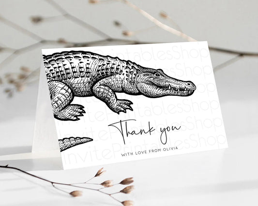 Editable Croc Thank You Gator Thank You Card Croc Gator Party Crocodile Birt