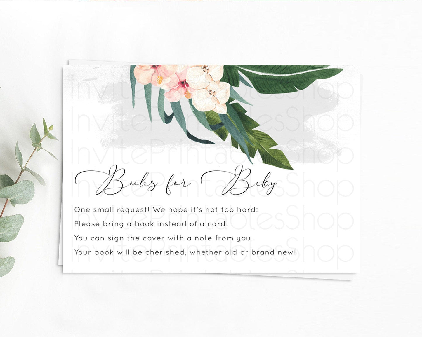 Tropical Books For Baby Card Tropical Book Insert Palm Leaf Book Card Fern Frangipani Floral White Orchid Guests Book Poem Request D11011