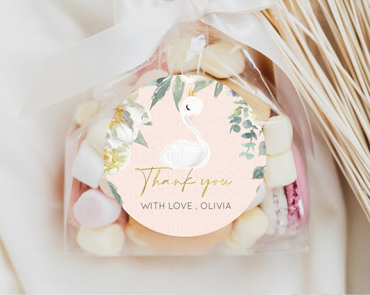 Editable Swan Tags Swan Favor Tags Swan Princess Gift Tag Lolly Bag Tag Loot