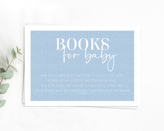 Blue Books For Baby Card Plain Blue Book Insert Minimalist Pastel Blue Book Card Blue Simple Baby Shower Book Poem Request D10734