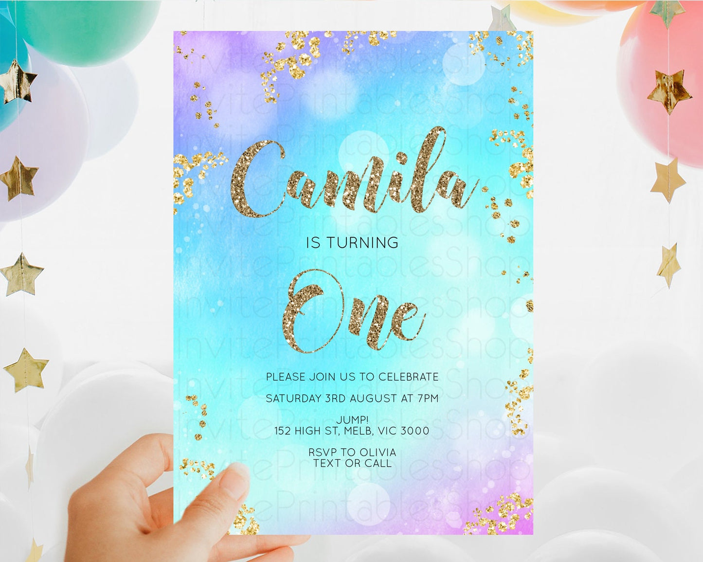 Mermaid Birthday Invitation Mermaid Invitation Rainbow Fish Under The Sea Colorful Pastel Mermaid Pool Party 2nd 1st First Birthday D10573