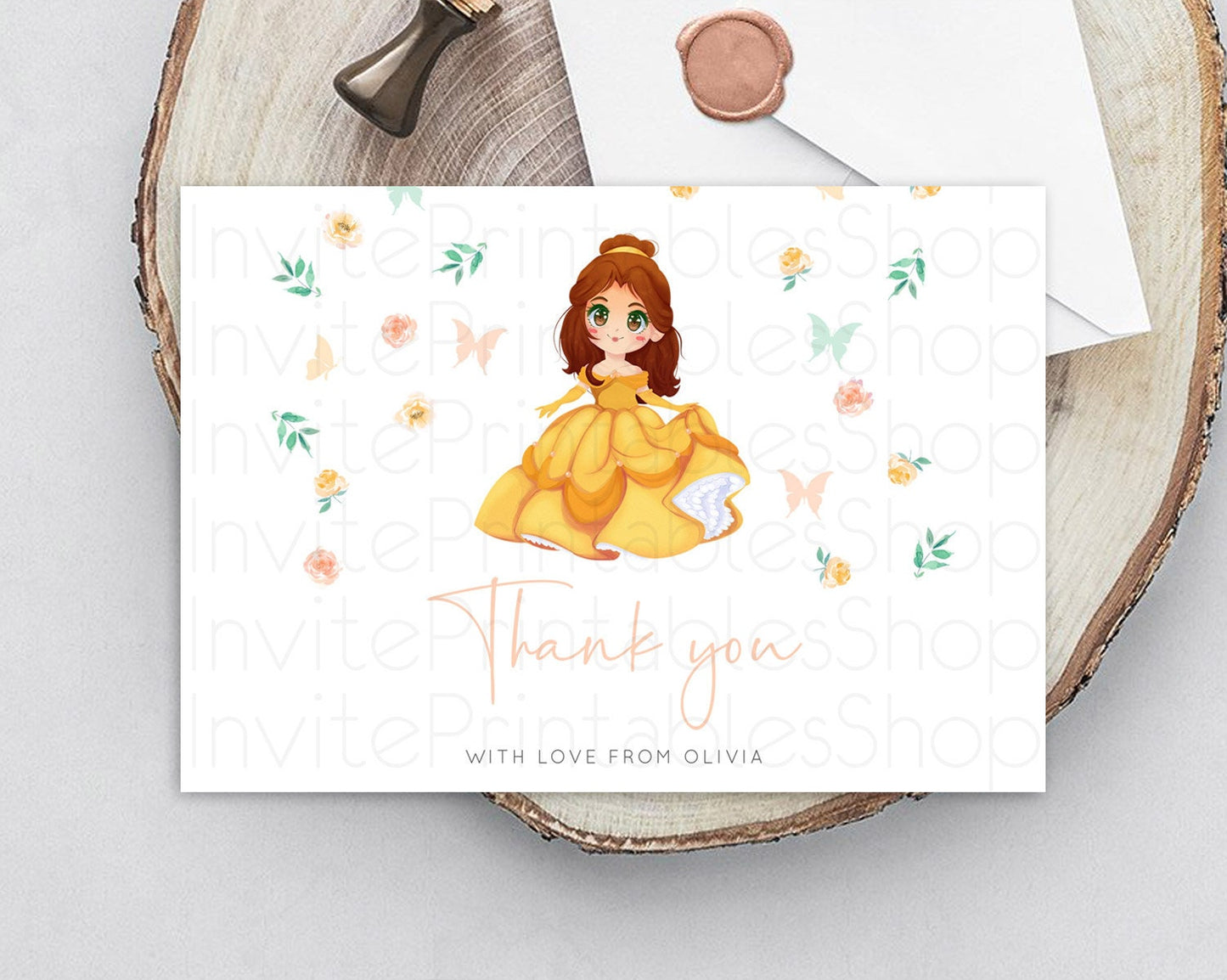 Princess Thank You Castle Thank You Card Secret Garden Birthday Thank You Card Enchanted Castle Pastel Floral Teacher Thank You Card D10890