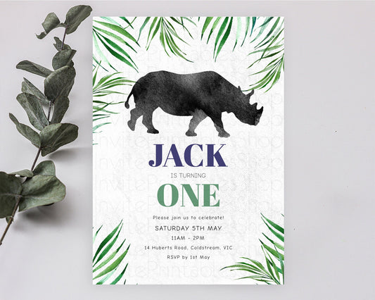 Editable Rhino Birthday Invitation Rhino Invitation Rhino Birthday Rhino Saf