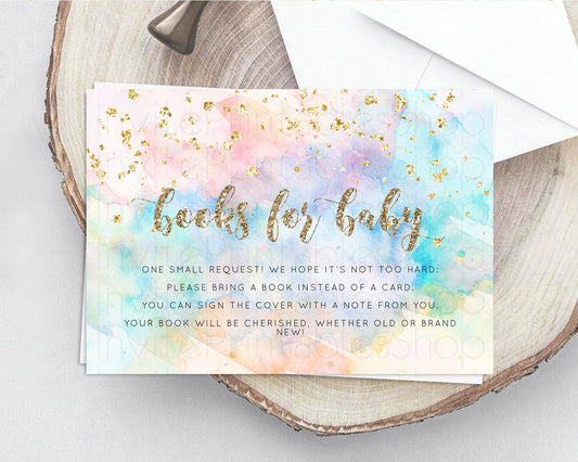 Editable Pastel Books For Baby Card Pastel Rainbow Book Insert Colorful Ombr
