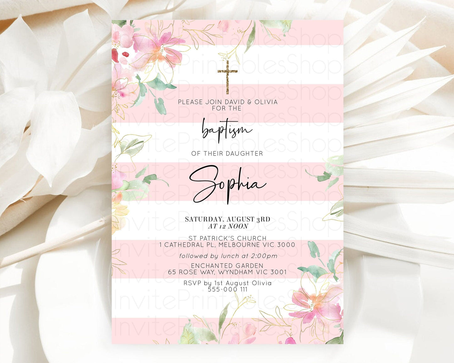 Secret Garden Baptism Invitation Wildflower Baptism Birthday Invite Pastel Flowers Christening Invite Enchanted Garden Boho Floral D10300