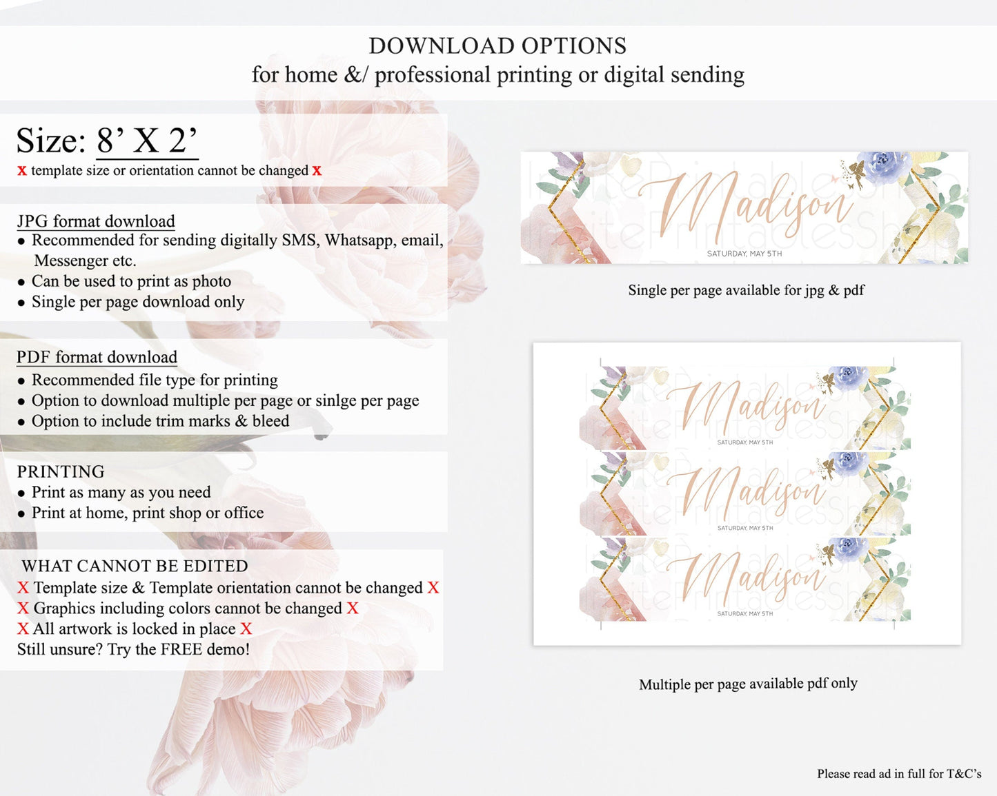Fairy Water Label Enchanted Garden Pastel Floral Butterfly Party Decor Secret Garden Birthday Baptism Baby Shower Bridal Shower D10829