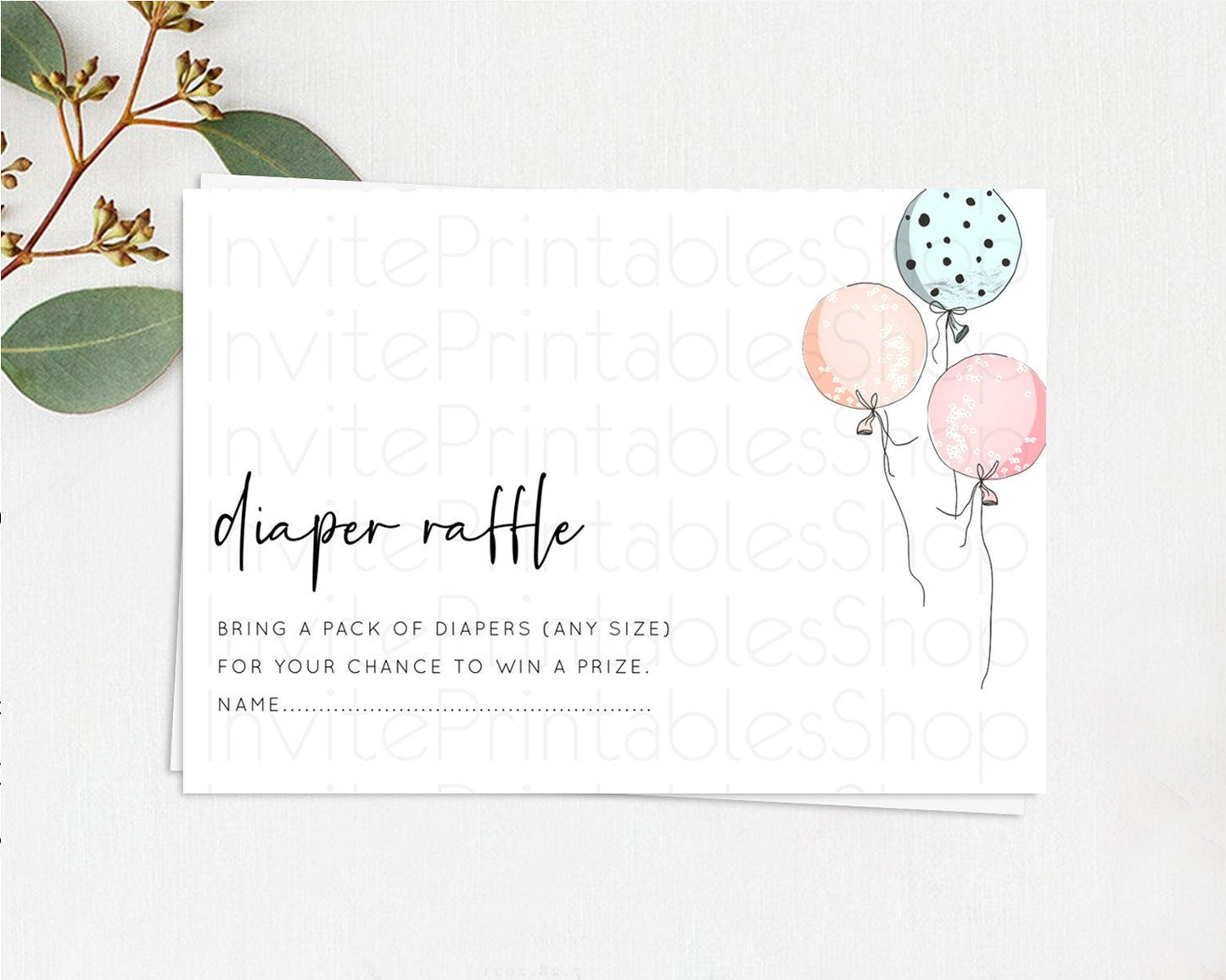 Pastel Balloons Diaper Raffle Card Colorful Balloon Diaper Raffle Insert Rainbow Balloon Diaper Ticket Confetti Balloon Raffle Game D10868