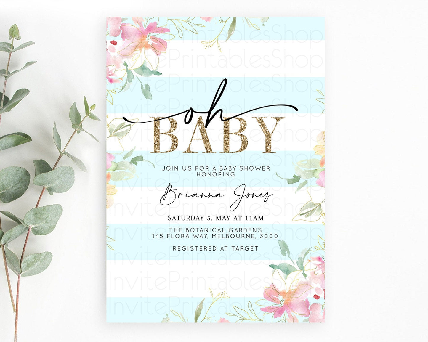 Wildflower Baby Shower Invitation Secret Garden Baby Shower Invitation Pastel Flowers Invite Enchanted Garden Shower Floral Theme D10304