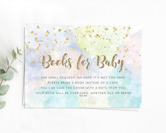 Editable Pastel Books For Baby Card Pastel Rainbow Book Insert Colorful Ombr