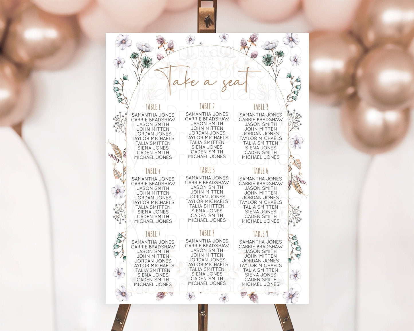 Secret Garden Seating Chart Wildflower Seating Chart Pastel Flowers Seating Chart Enchanted Garden Boho Floral Take A Seat Decor D10604