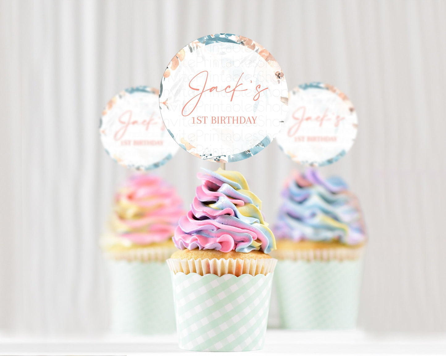 Secret Garden Cupcake Toppers Wildflower Cupcake Toppers Pastel Flowers Cupcake Toppers Enchanted Garden Boho Floral First Birthday D10190