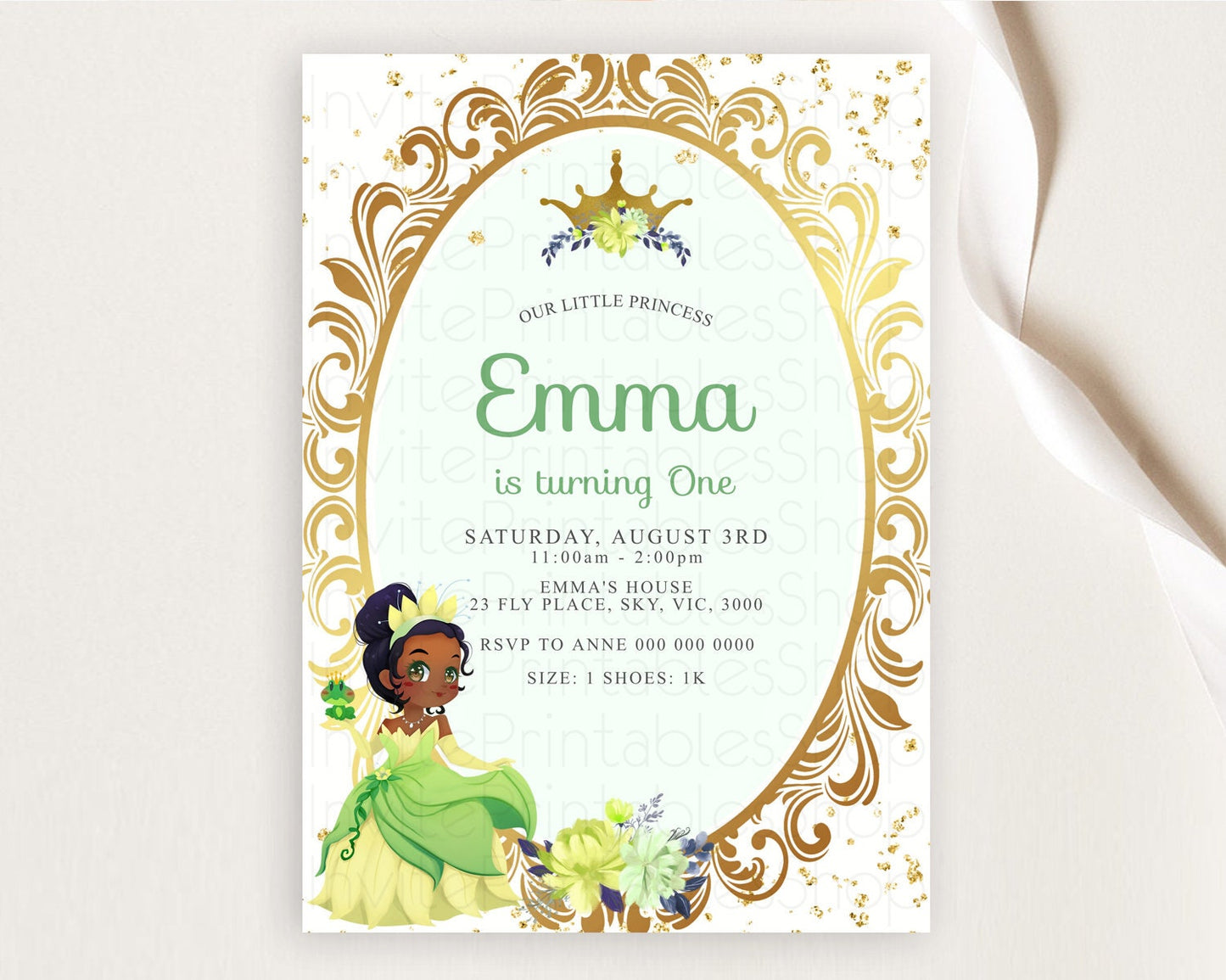 Princess Birthday Invitation Castle Invitation Royal Birthday Fairy Tale Enchanted Mirror Pastel Floral Garden 1st First Birthday D10131