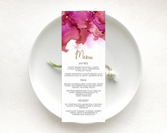 Editable Pink Menu Pink Watercolor Menu Template Pastel Pink Table Decor Pin