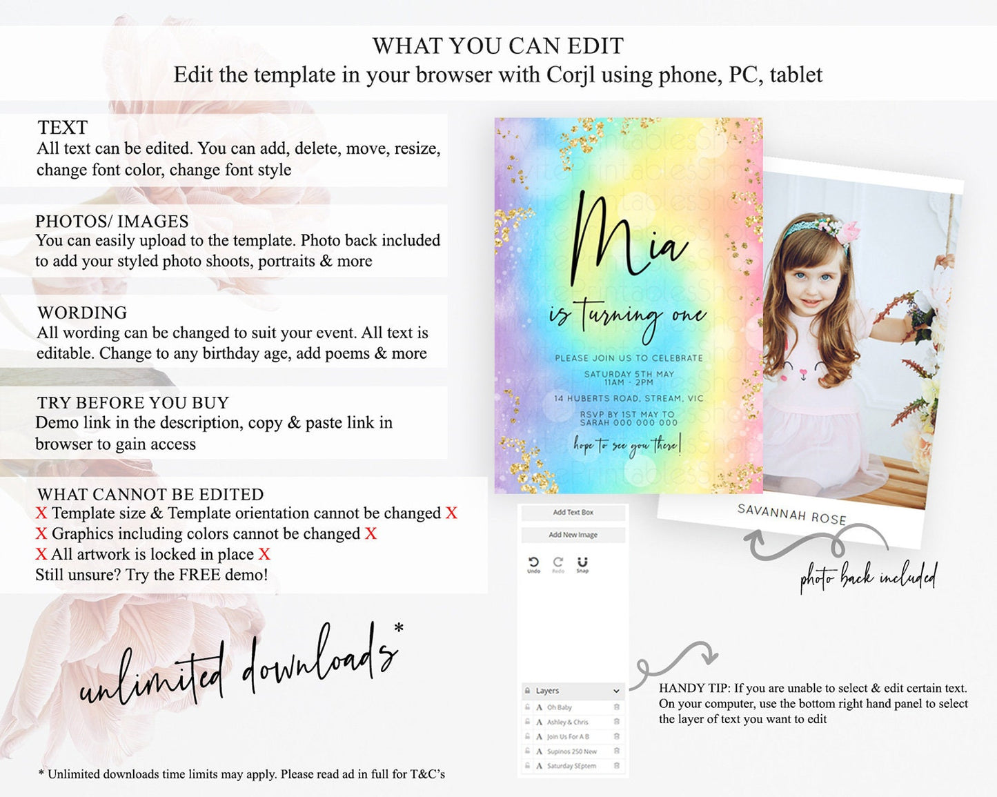 Tie Dye Invitation Rainbow Birthday Invitation Pastel Invitation Colorful Invitation Pastel Rainbow Party 3rd 2nd 1st First Birthday D10568