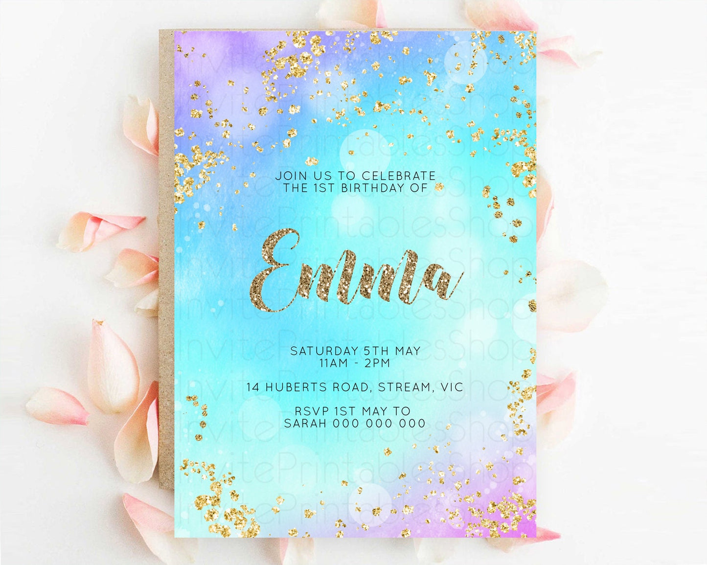 Mermaid Birthday Invitation Mermaid Invitation Rainbow Fish Under The Sea Colorful Pastel Mermaid Pool Party 2nd 1st First Birthday D10573