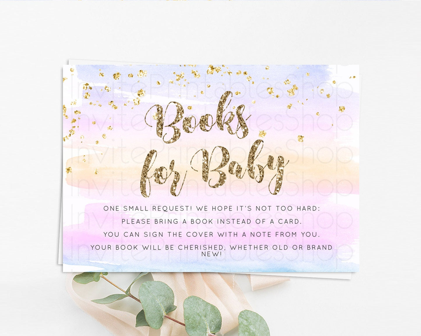 Pastel Books For Baby Card Pastel Rainbow Book Insert Colorful Ombre Watercolor Book Card Confetti Glitter Baby Book Poem Request D10595