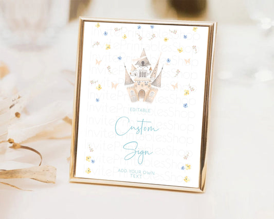 Editable Princess Party Table Sign Decor Secret Garden Enchanted Castle Past
