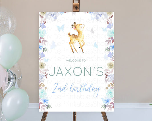 Editable Fawn Welcome Sign Deer Welcome Board Floral Deer Welcome Poster Enc
