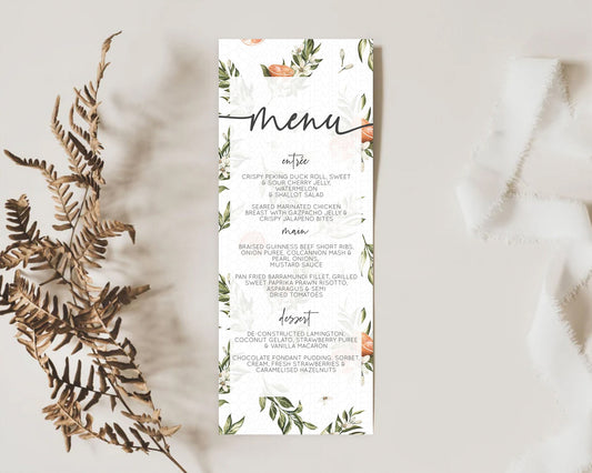 Editable Citrus Menu Lemon Menu Orange Menu Citrus Table Decor Citrus Floral