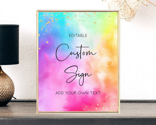 Pastel Rainbow Sign Cards Gifts Sign Table Signs Diaper Sign Books Sign Food Sign Custom Sign Glitter Wedding Birthday Baby Shower 8x10 509